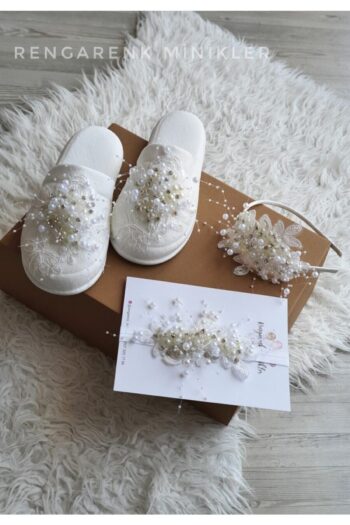 Çiğdem Kaya Design Special Design Handmade Mother Baby Lactation Crown Slippers & Headband Set