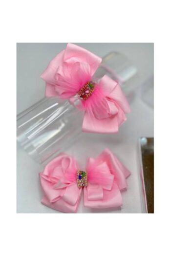 QUEEN AKSESUAR Pink 2-Piece Ribbon Stone-Embellished Mother-Daughter Child Baby Combination Satin Gift Crown Hairpin Set