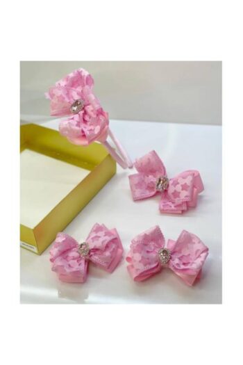 QUEEN AKSESUAR 4-Piece Light Pink Crystal Star Pattern Mother-Daughter Baby Accessory Headband and Clip Set