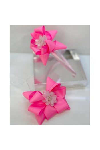 QUEEN AKSESUAR Pink 2-Piece Flower Brooch Mother-Daughter Baby Set Satin Gift Tiara Hairpin Set