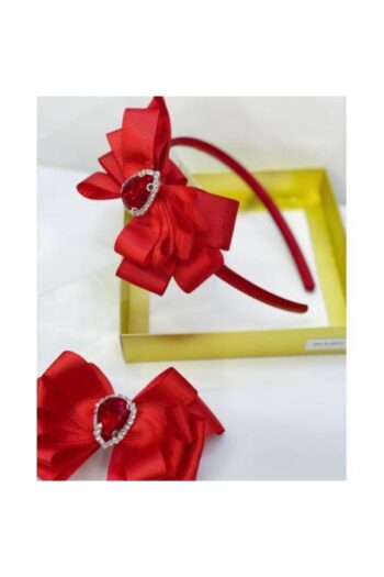 QUEEN AKSESUAR Red 2-Piece Crystal Stone Mother-Daughter Baby Satin Gift Crown Hairpin Set