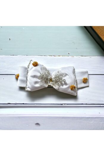 White Baby Headband with Yellow Flower Pattern