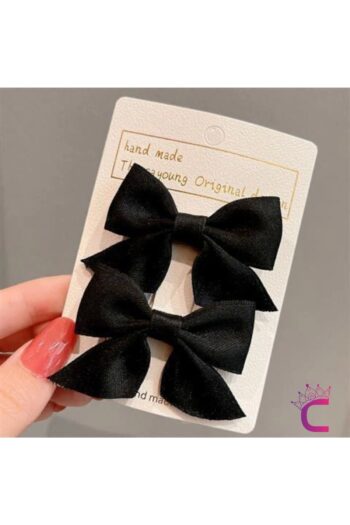 Cinderella 2-Piece Children's Satin Bow Clip Set Black - Girls' Ribbon Bow Hair Clips
