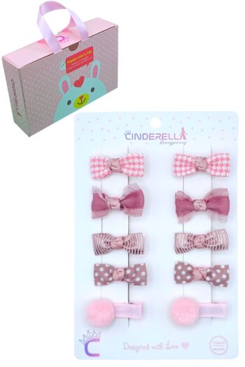 Cinderella 10-Piece Boxed Gift Set for Girls - Pink Ribbon Bow Hairpin Set with Lined Hair Clip