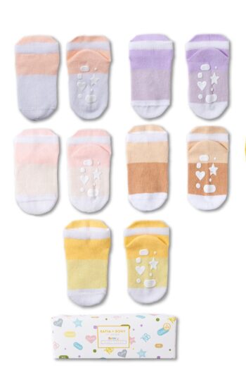 Katia & Bony Baby Striped Pattern Heart Detail 5-Pack Boxed Socks