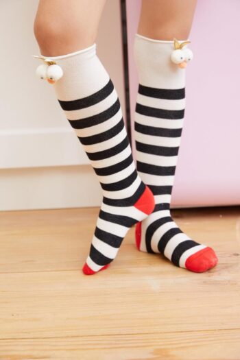 Katia & Bony Girl's 3D Eye Knee-High Socks Ecru
