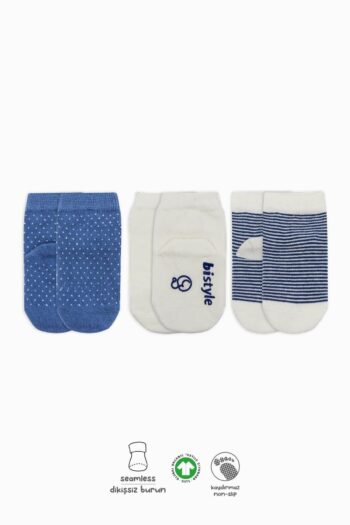 Bistyle Bistil Organic Seamless 3-Pack Polka Dot Non-Slip Jersey Baby Socks 0-3 Months