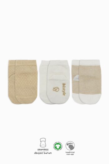 Bistyle Bistil Organic Seamless 3-Pack Polka Dot Non-Slip Cotton Baby Socks 0-3 Months