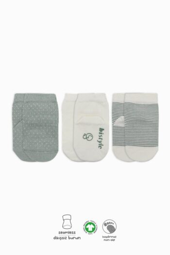 Bistyle Bistil Organic Seamless 3-Pack Non-Slip Polka Dot Cotton Baby Socks 0-3 Months