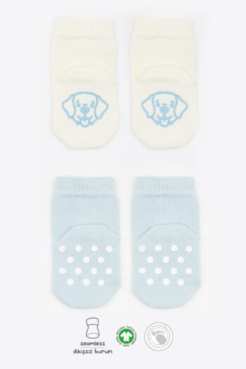 Bistyle Bistil Organic Seamless Set of 2 Non-Slip Patterned Baby Socks