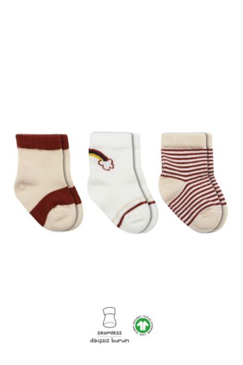 Bistyle Organic Seamless 3-Piece Rainbow Cotton Baby Socks 0-3 Months