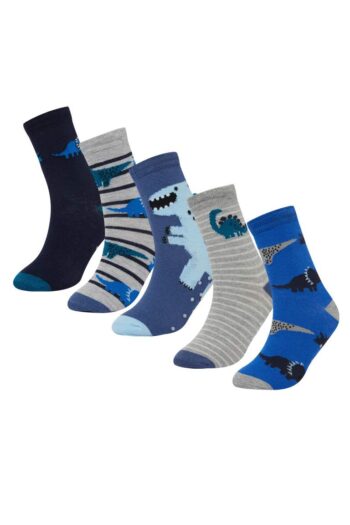 Non-Slip Sole Cotton Long Socks Set for Baby Boys - 5 Pairs