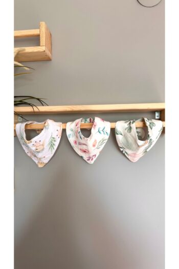 Mamareng %100 Organic Cotton Double Layer Two Snap Bib with Scarf (Set of 3)