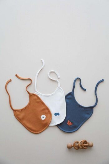3-Pack Piped Baby Bibs 0-3 Months
