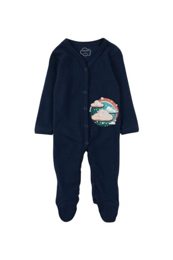 Mavipink Baby 100% Cotton Cloud Printed Navy Blue Long Sleeved Footed Romper