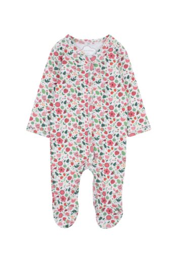 Mavipink Baby Girl 100% Cotton Snap Crotch Footed Floral Romper