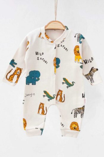 Dynamic Child Unisex Baby Safari and Bee Printed Snap-Button Newborn Baby Romper 100% Cotton Stretchy 1-3-6 Months