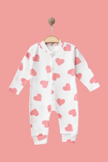 Dynamic Child Baby Heart Print Ribbed Fabric Snap Closure Newborn Baby Overalls 100% Cotton Stretchy 1-3-6 Months