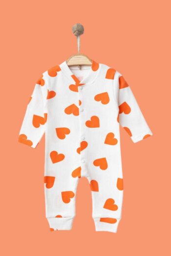 Dynamic Baby Heart Printed Ribbed Fabric Snap-Button Newborn Baby Romper %100 Cotton Stretchy 1-3-6 Months