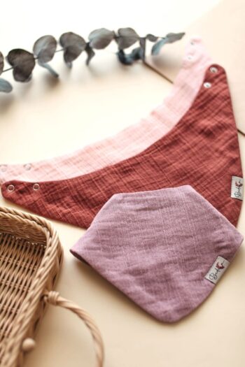 Bedeca 3-Piece 100% Organic Cotton Baby Muslin Bib - Unisex Baby Drool and Feeding Bib, Scarf, Collar