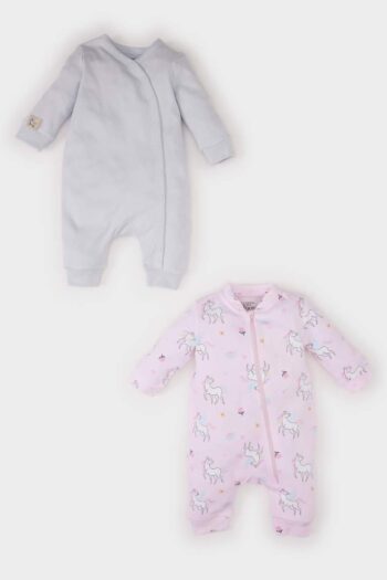 Newborn Baby Girl Unicorn Printed 2-Piece Long Sleeve Romper