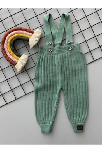 Sparrow Laurel Mint Color Front Button Adjustable Strap Unisex Baby Knit Overalls Leggings Pants