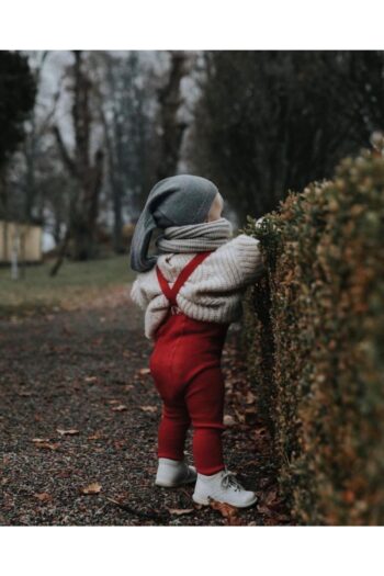 Sparrow Laurel Beniz Kids Rust Color High Waist Adjustable Cross-Strap Ribbed Baby Knit Leggings