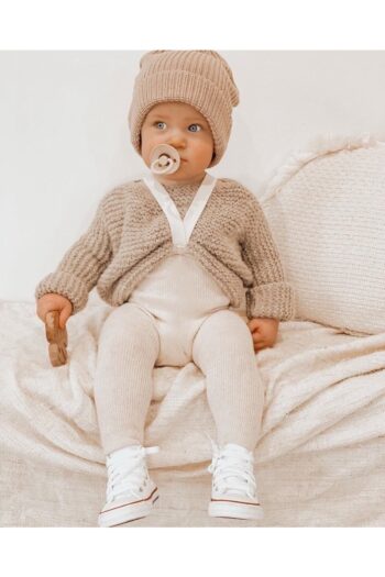 Sparrow Laurel Beniz Kids Cream High-Waisted Adjustable Cross-Strap Ribbed Baby Knit Leggings