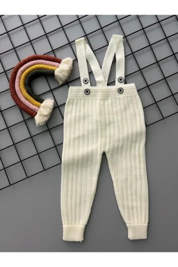 Sparrow Laurel Ecru Color Front Button Adjustable Strap Unisex Baby Knitted Dungarees Leggings Pants