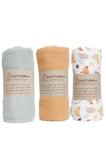 YUMURCAKEVİ 120x120 Triple Muslin Baby Blanket, Natural Cotton Muslin Blanket Set, Muslin Swaddle Cloth