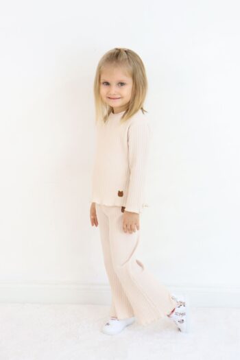 Pijamella Girls' Two-Piece Set: Basic Sweatshirt Top and Flared Pants