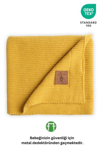 LITTLE DEDI Alina Knitted Baby Blanket, Soft Lightweight Swaddle Cover, Mustard 80x100 cm