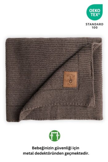LITTLE DEDI Alina Crochet Baby Child Blanket, Soft Lightweight Swaddle Cover, Brown 80x100 Cm