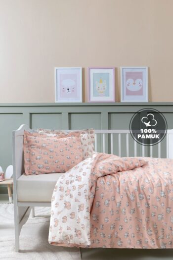 Yataş Mini Povey Baby Ranforce 100% Cotton Duvet Cover Set - Salmon