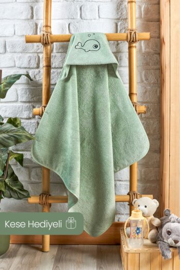 EIFIN Bamboo Fish Embroidered Baby Towel Swaddle and Pouch Set