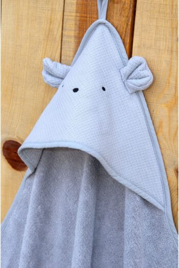 Wheeppo 100% Cotton Special Fabric Baby Bath Swaddle - With Ears - Gray
