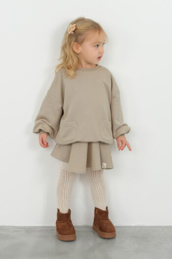 Skirted Sweat Set Light Beige