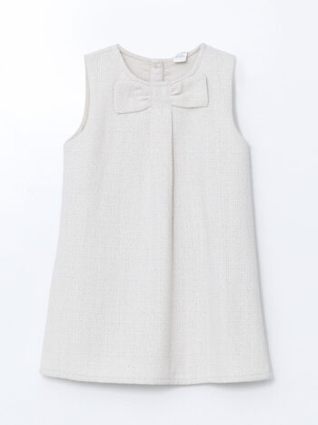 LCW Kids                                                                                        Cream Striped Bow Dress for Baby Girls