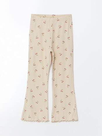 LCW Baby White Elastic Waist Printed Girl Baby Leggings