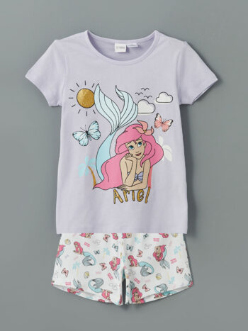 LCW Kids Lila Mermaid Ariel Printed Girls' Pajama Set