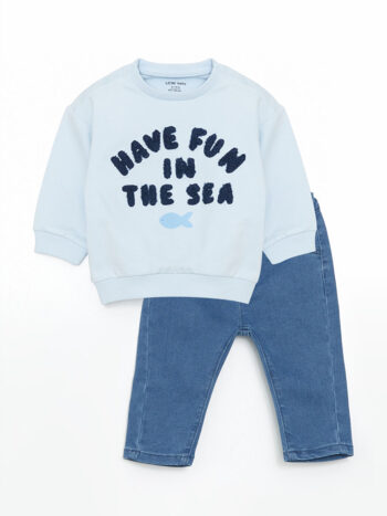 Blue Hakim Collar Baby Boy Shirts and Pants 2 Pcs
