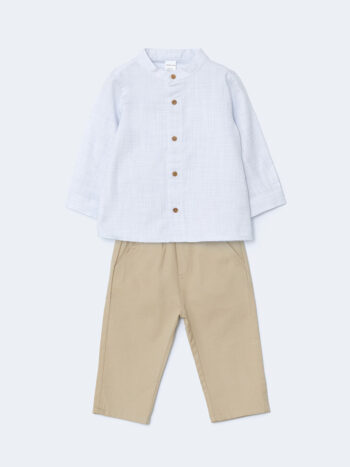 Blue Hakim Collar Baby Boy Shirts and Pants 2 Pcs