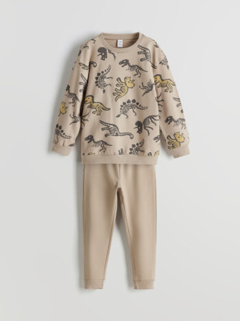 Gray Crew Neck Boys' Sweatshirt and Tracksuit Bottom 2-Piece