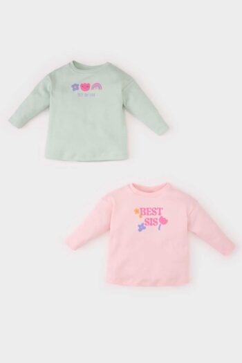 Baby Girl Newborn Printed Bicycle Neck 2-Piece Long Sleeve T-Shirt