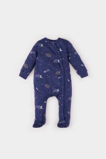 Baby Boy Newborn Space Printed Long Sleeve Snapsuit