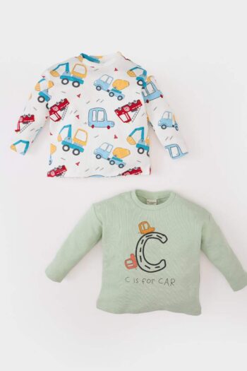 Baby Boy Newborn Bicycle Neck Printed Waffle 2-Piece Long Sleeve Snap Bodysuit