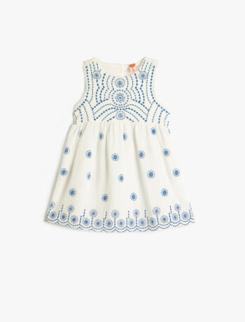 Girls' Baby Sleeveless Dress with Round Neck and Pattern