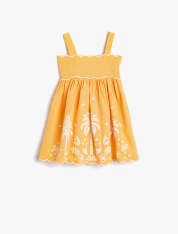 Baby Girl Square Neck Dress Sleeveless Embroidered