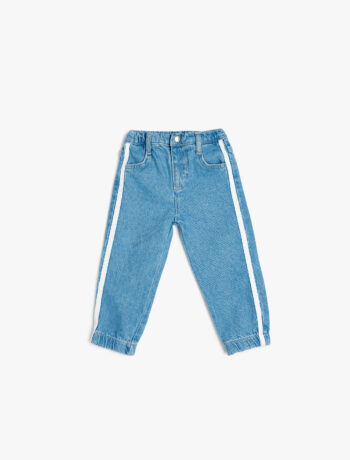 Girl's Baby Jogger Cargo Pants with Pockets and Stripe Details in Cotton