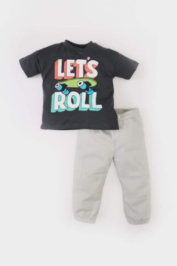 Boys' Baby 2-Piece Set Skate Print Short Sleeve T-Shirt with Elastic Waist Sweatpants